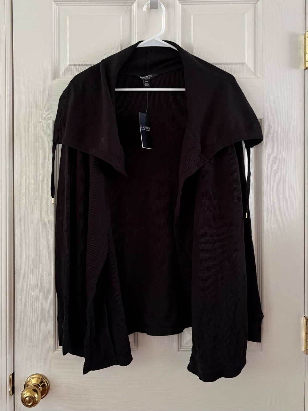 Black Open-Front Draped Cardigan / Jacket